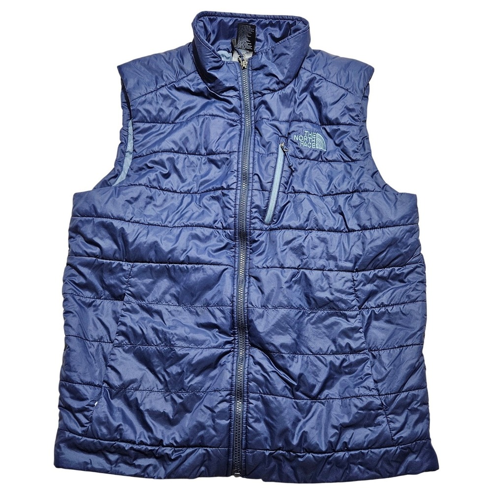 The North Face Mens Puffer Vest Navy Blue Quilted Full Zip CHU3 Size M *